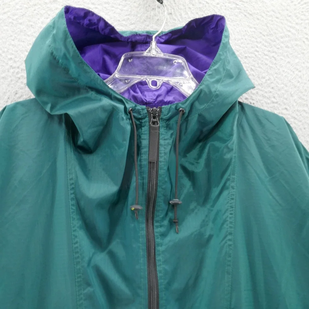 Helly Hansen Full Zip Windbreaker Jacket Large Green Purple Mens Hooded Nylon‎